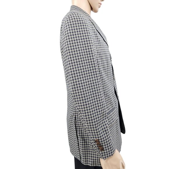 Vintage Plaid Wool Blazer Jacket Nordstrom Nathan David, Men's 40S - Picture 3 of 13